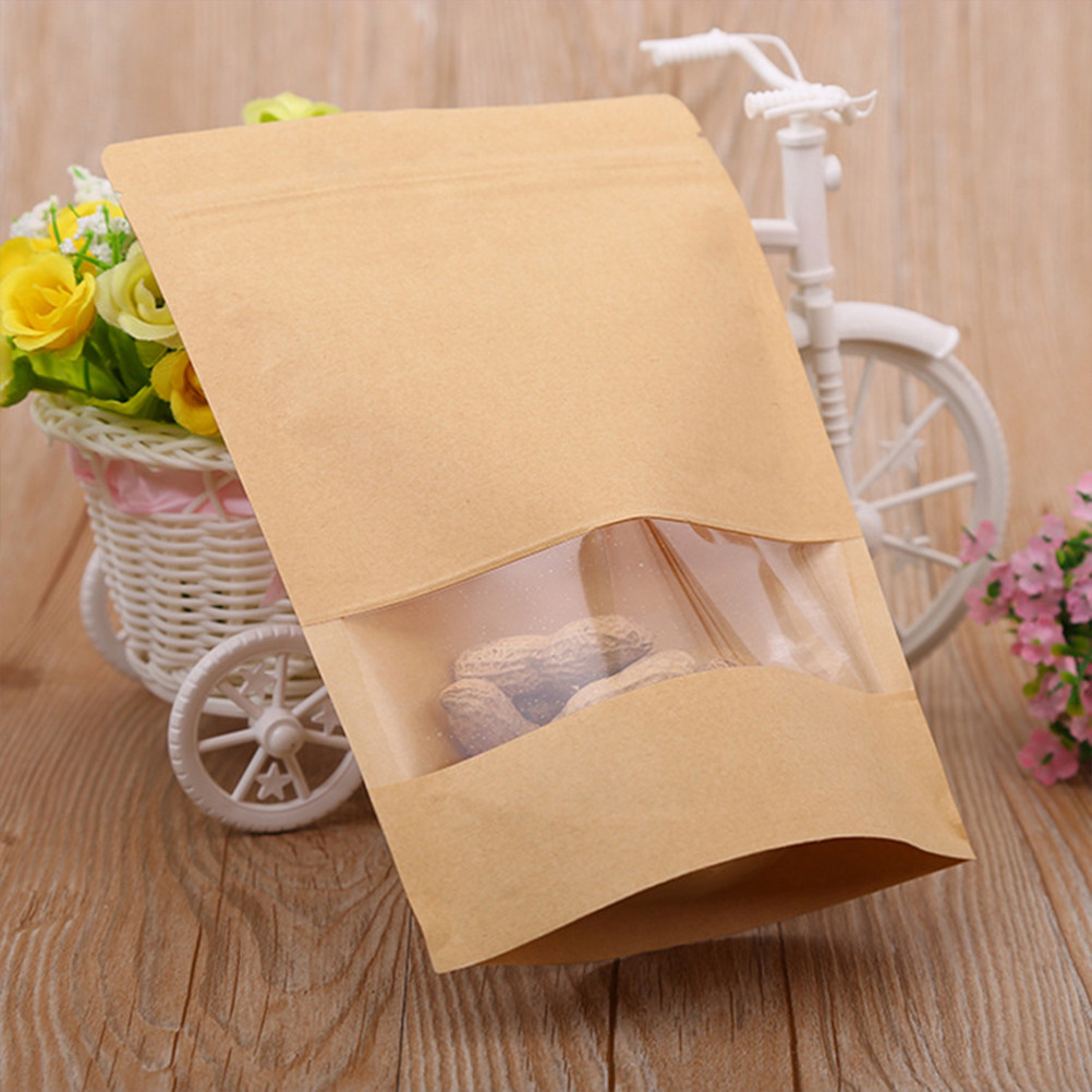 Food Snack - 50Pcs Kantong Kertas Kraft Berpenutup Ritsleting