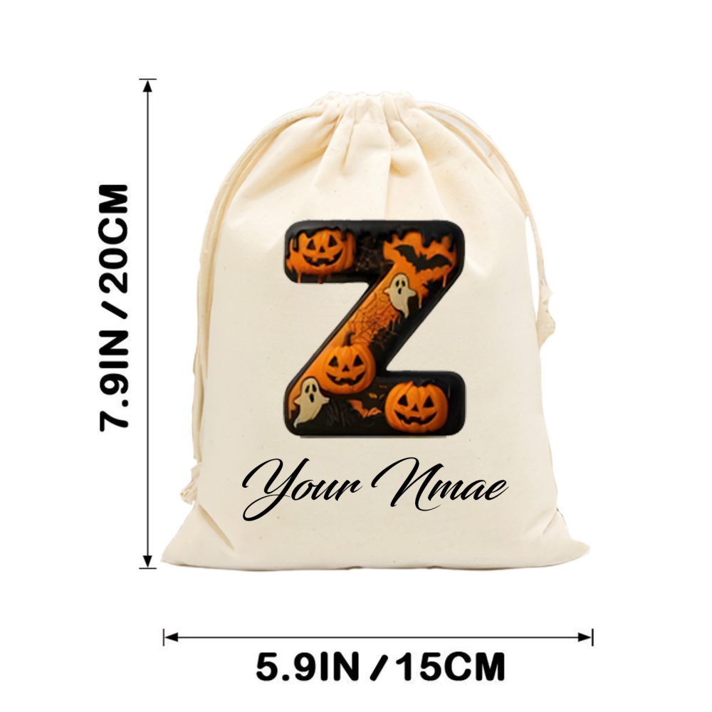 Food Snacks Name - Kantong Serut Halloween dengan Inisial Nama